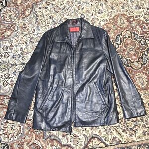 Nicole Miller Vintage Black Lamb Leather Mens Jacket Size Medium